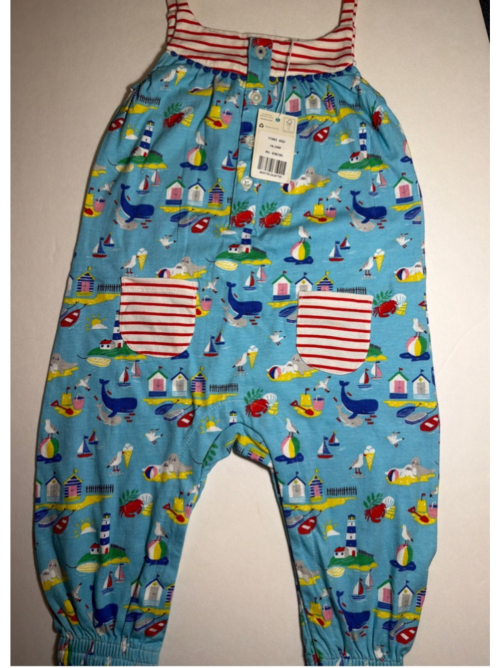 Baby Boden Romper Toddler 18-24 Mos. Seaside Fishing Beach Print NWT Unisex